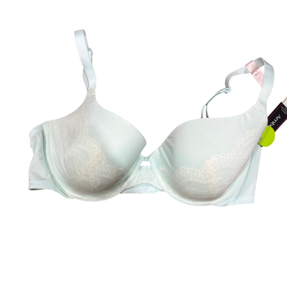 Ambrielle Serenity Lightly Lined Underwire Bra 38C Minted Ice Lace Overlay NEW